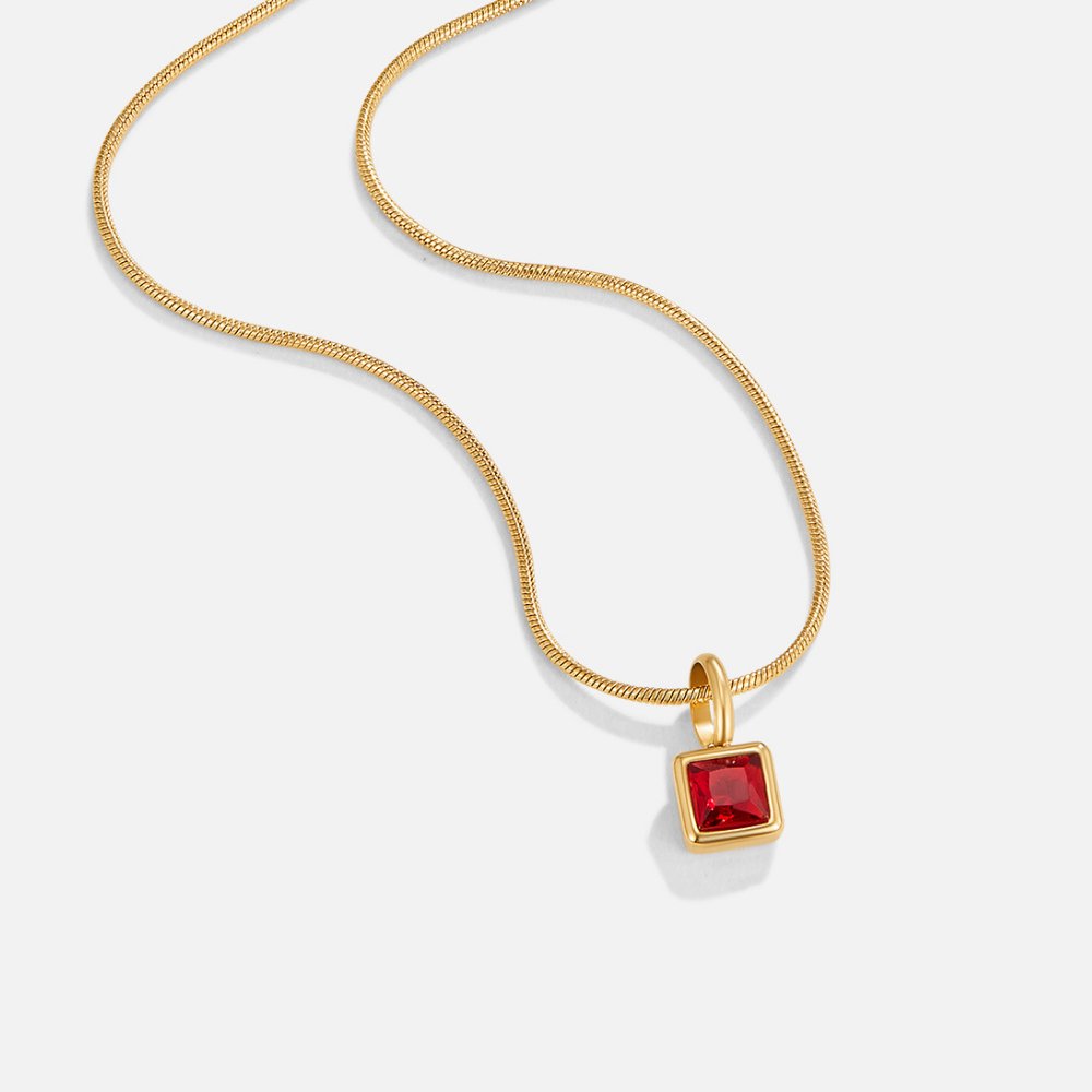 Collar con colgante cuadrado de piedra de nacimiento