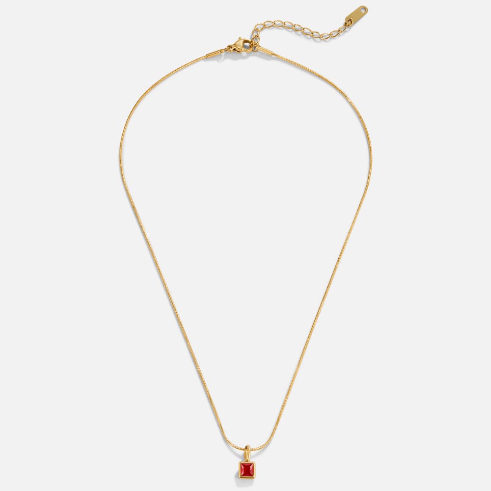 Collar con colgante cuadrado de piedra de nacimiento