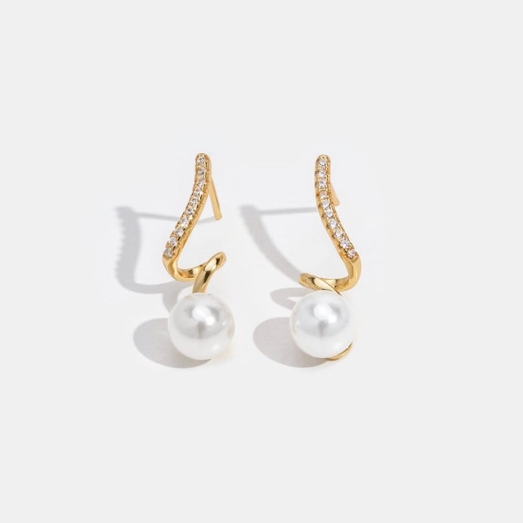 Pendientes de oro Ola de Perlas