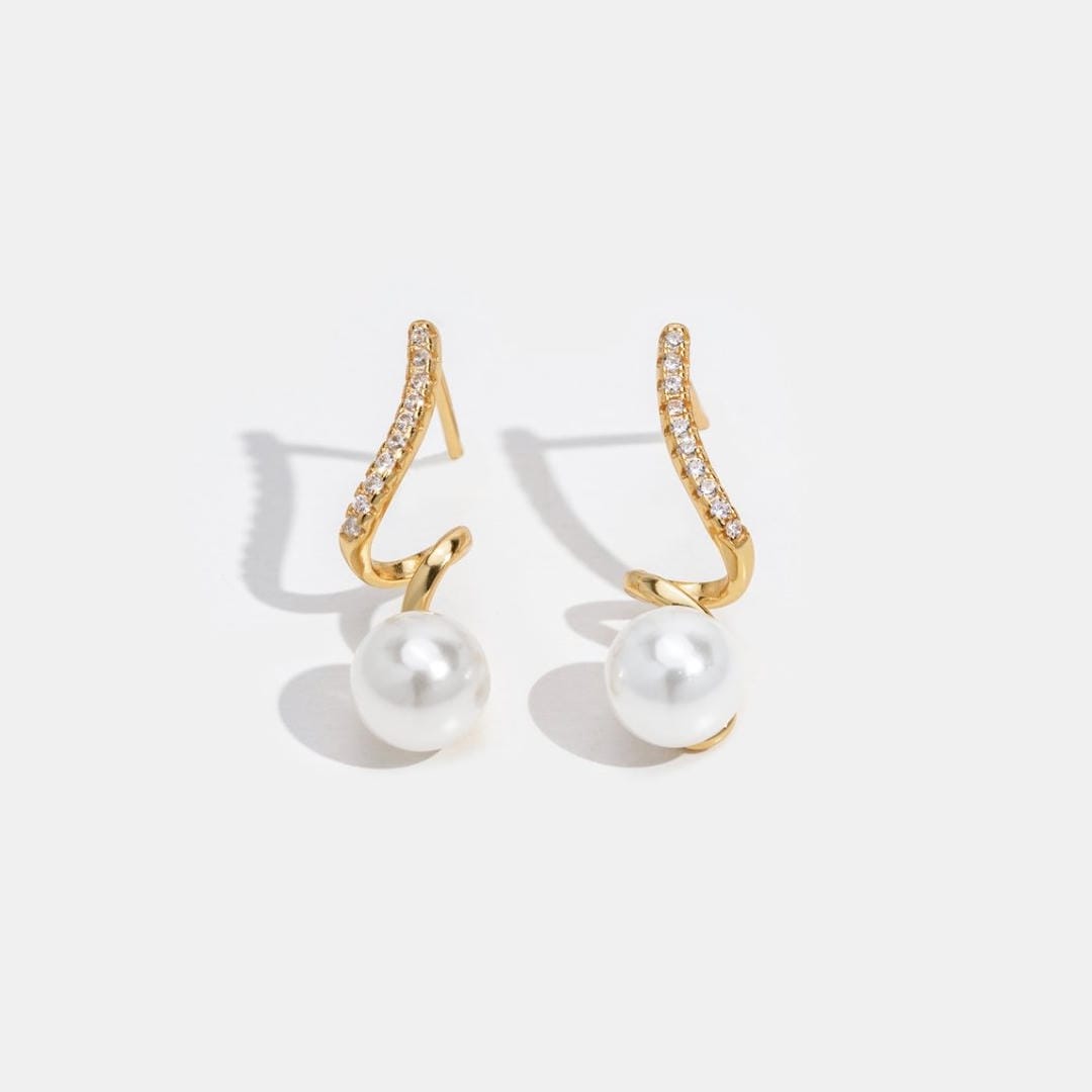 Pendientes de oro Ola de Perlas