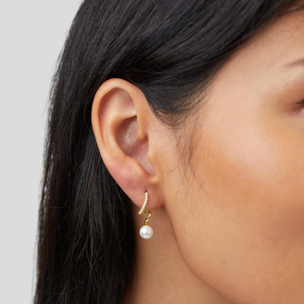 Pendientes de oro Ola de Perlas