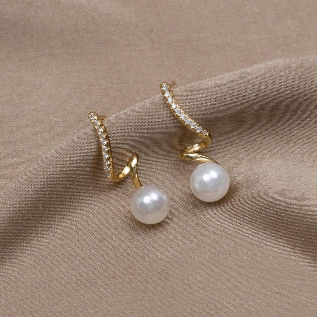 Pendientes de oro Ola de Perlas