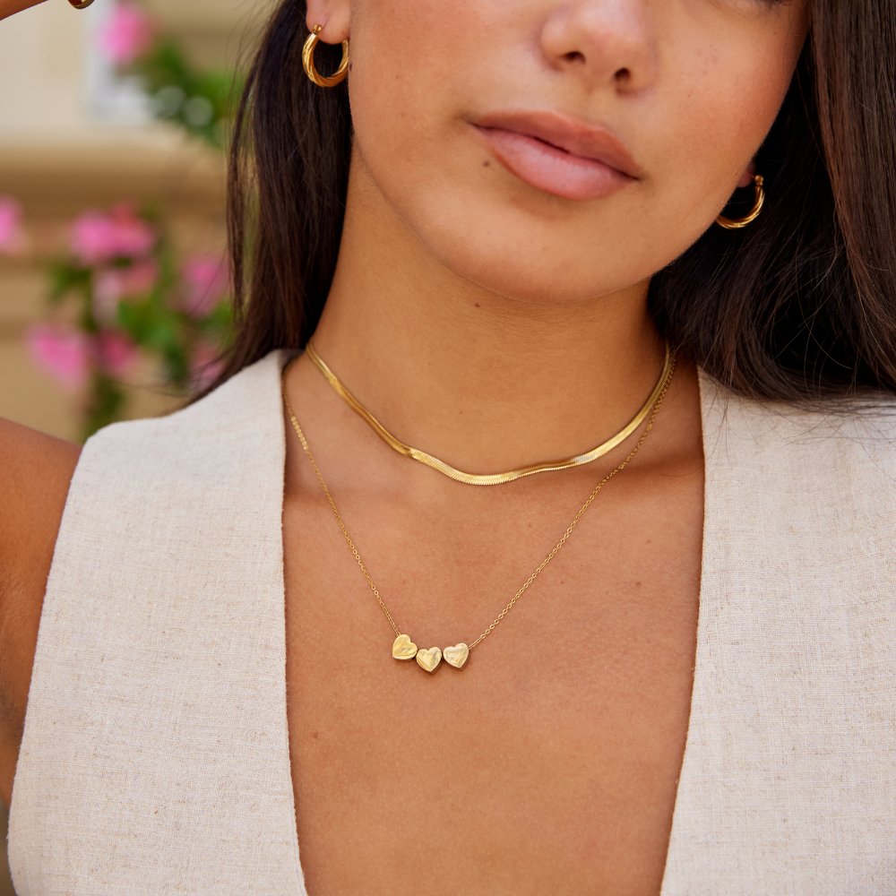 Collar Colgante Corazón Trío