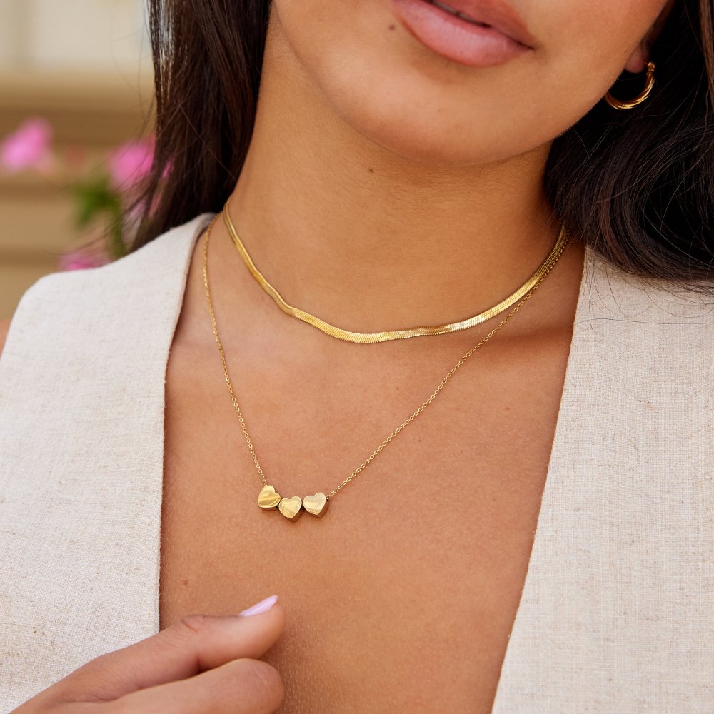 Collar Colgante Corazón Trío