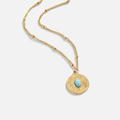 Collar de moneda con piedra turquesa