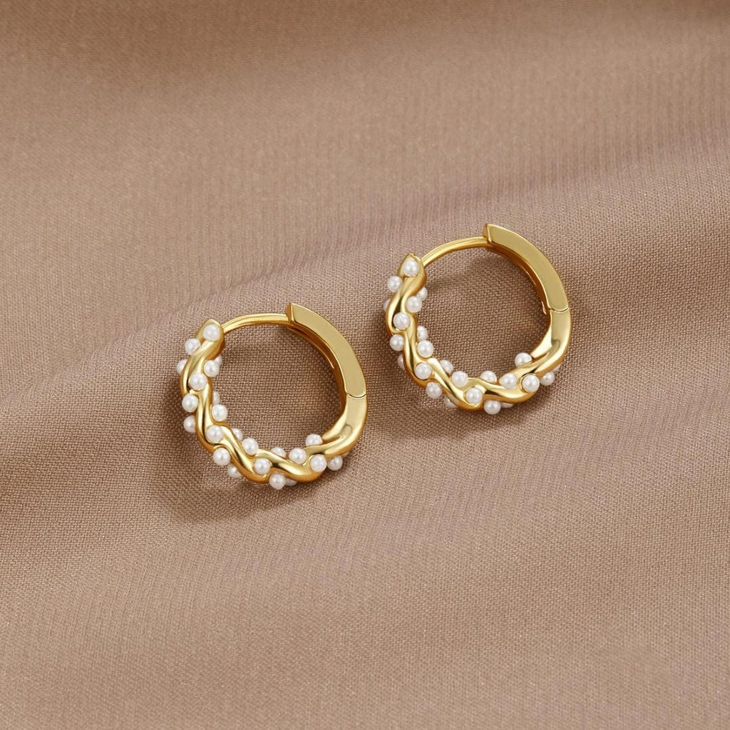 Pendientes de aro de oro con perlas