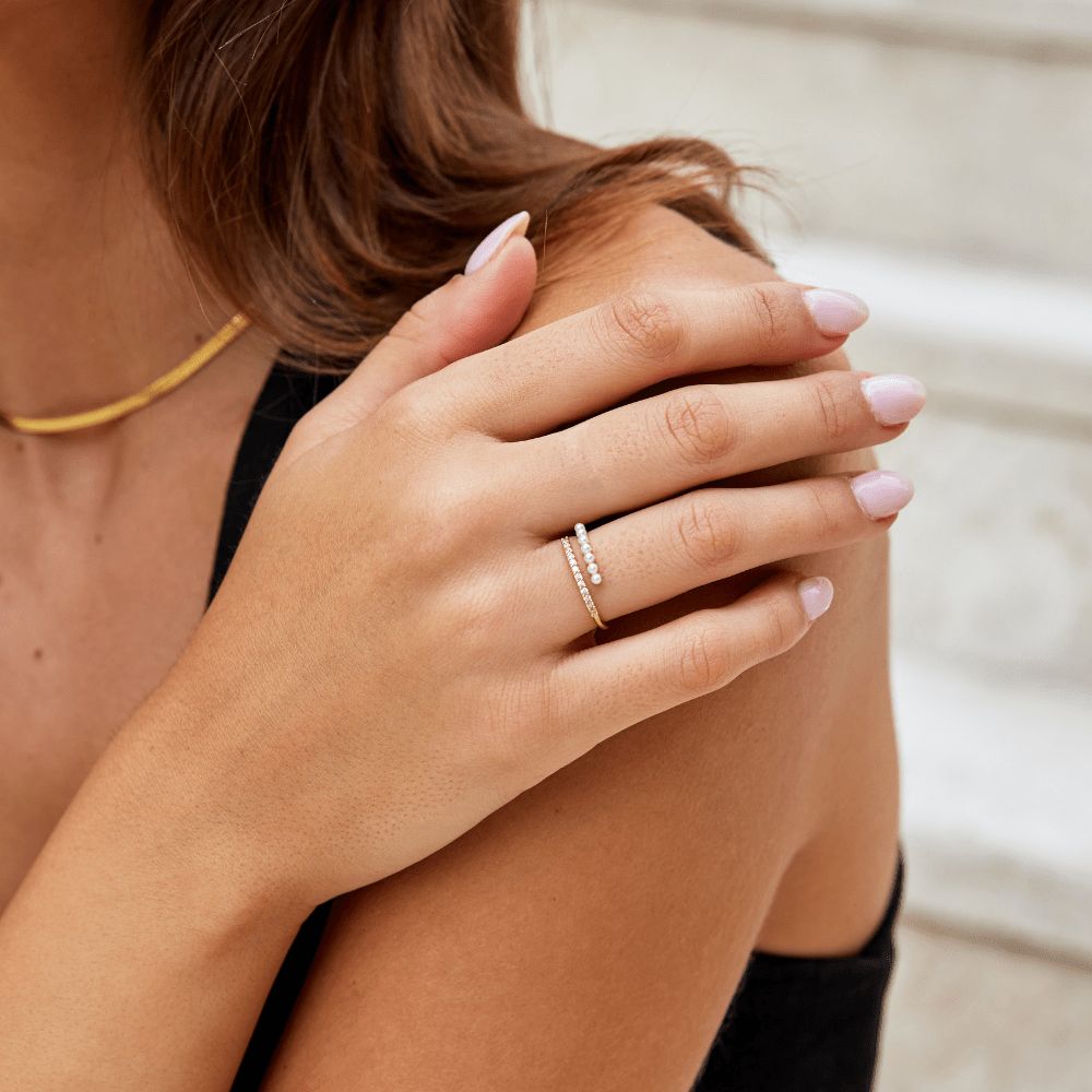 Anillo de Perlas y Cristales «Wrap Me»