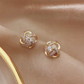 Pendientes de trébol de cristal floral en espiral